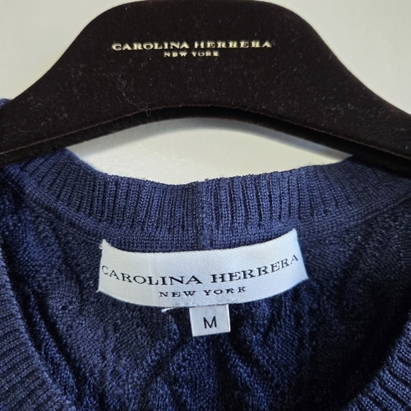 New Carolina Herrera Cashmere/Silk/Wool Crewneck Sleeveless Knitted Vest Sweater - Picture 9 of 11